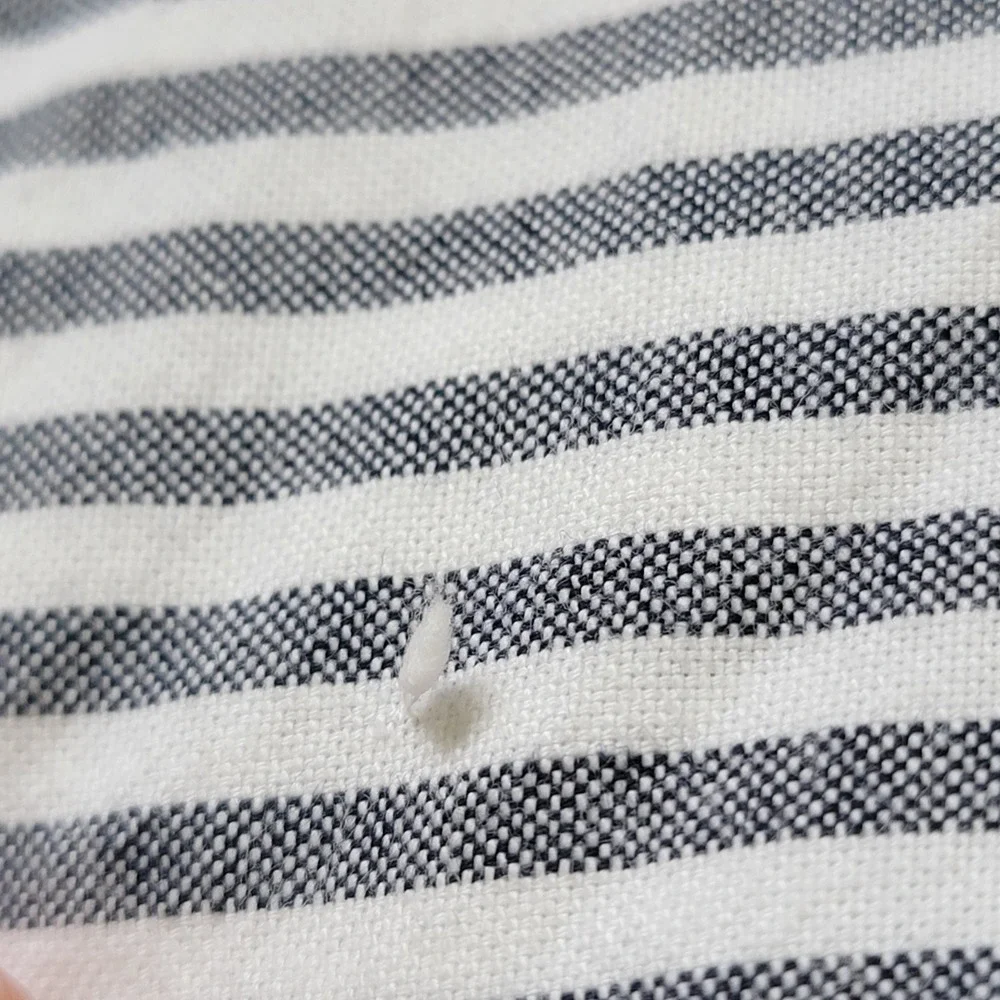 Crate & Barrel Organic King Duvet Cover Blue White Striped Reversible 106x96in